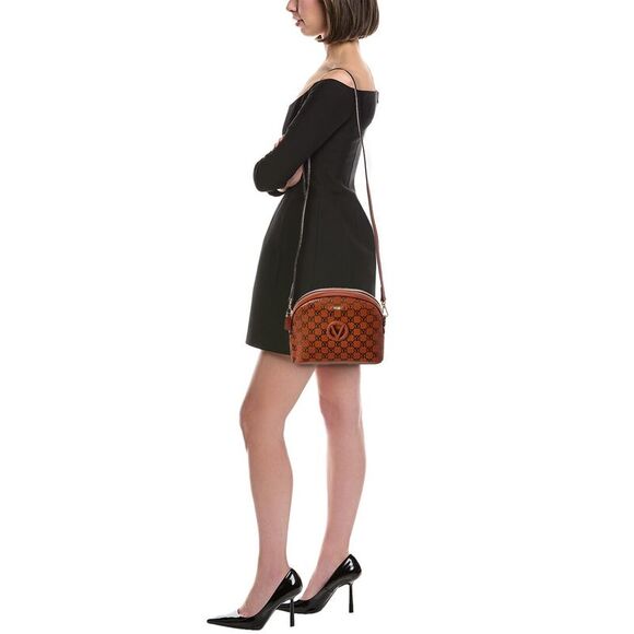 Valentino By Mario Valentino Diana Monogram Leather Crossbody, Brown